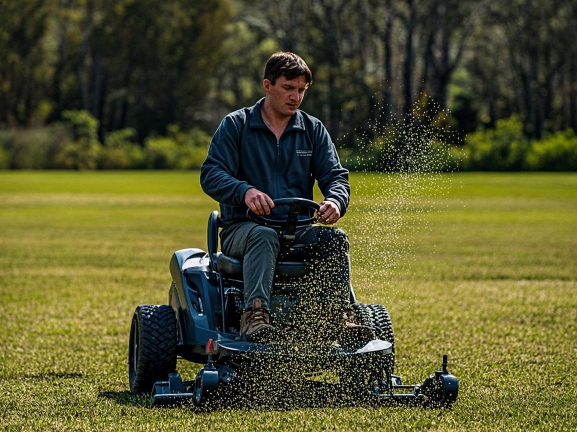 Earnest Lawncare mowing a lush green lawn