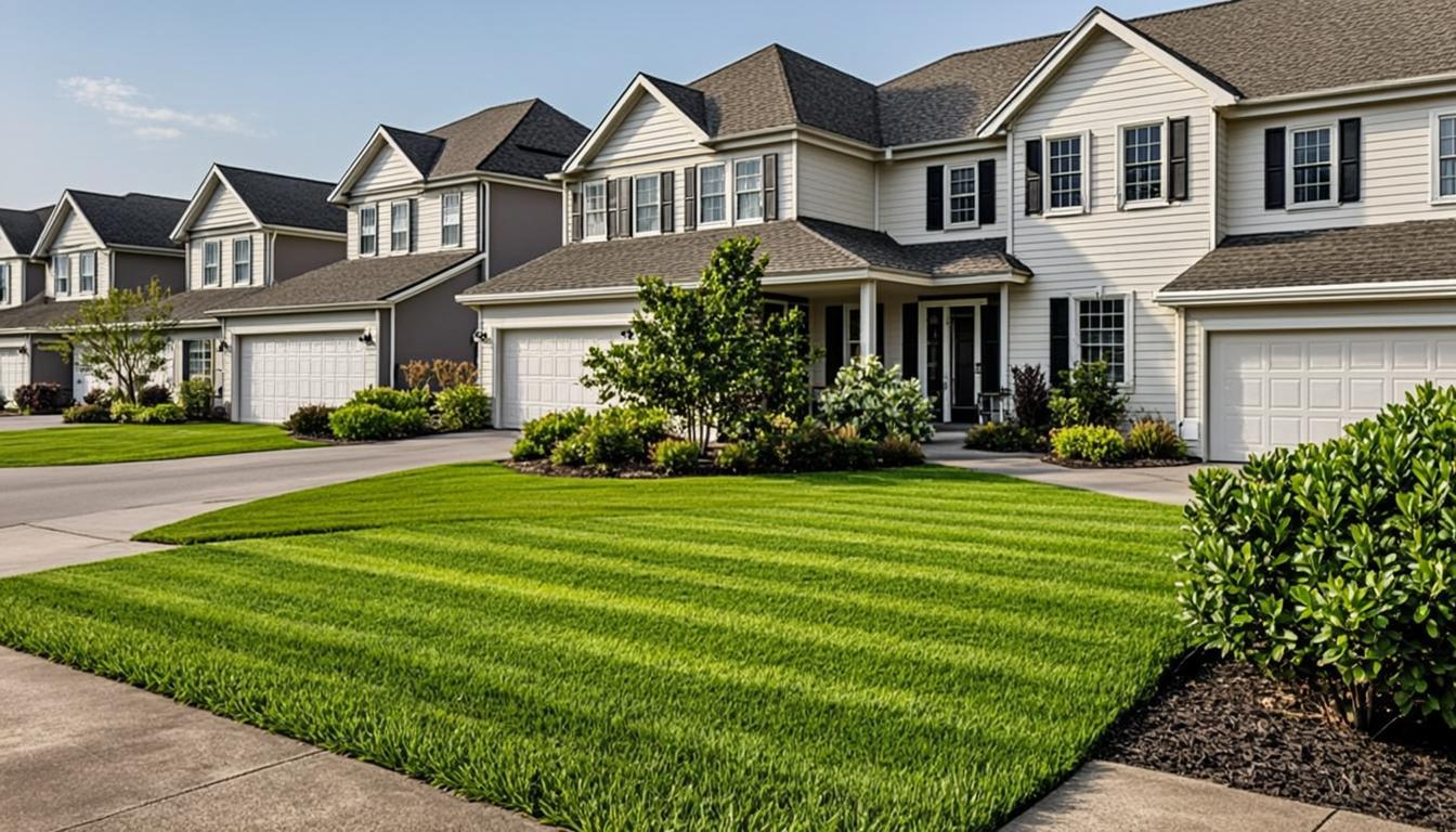 Beautifully manicured lawn with mowing stripes